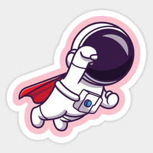 Cute Astronaut Super Flying Cartoon Sticker